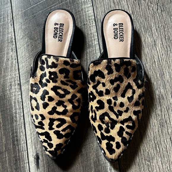 Bleecker & Bond Shoes - Bleecker & Bond Leopard Print Backless Flats Mule Shoes